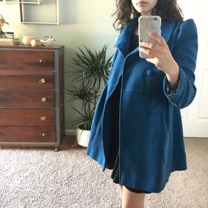 SOLD! Peacock blue wool pea coat